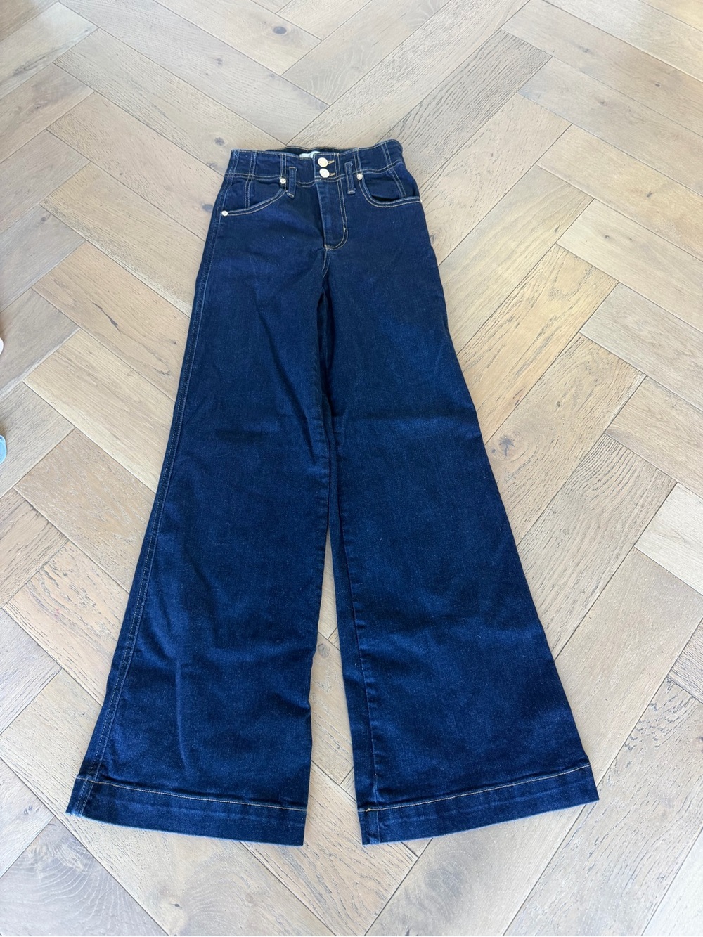 Frame Denim Dark Blue High-Rise Wide-Leg Jeans
